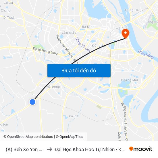 (A) Bến Xe Yên Nghĩa to Đại Học Khoa Học Tự Nhiên - Khoa Hoá map