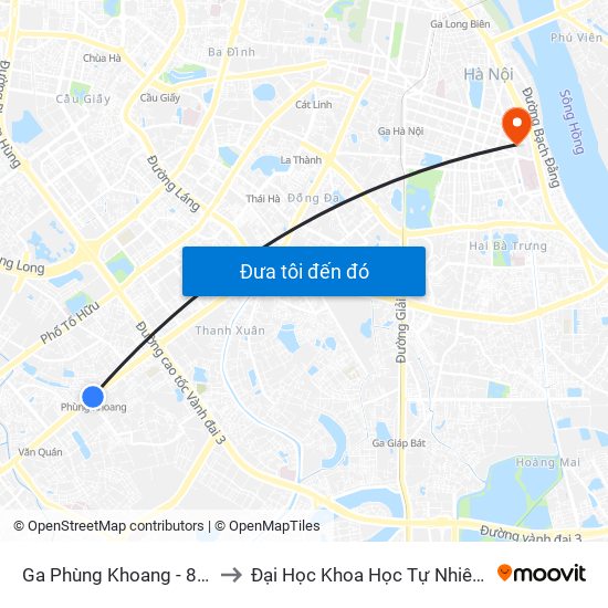 Ga Phùng Khoang - 81 Trần Phú to Đại Học Khoa Học Tự Nhiên - Khoa Hoá map