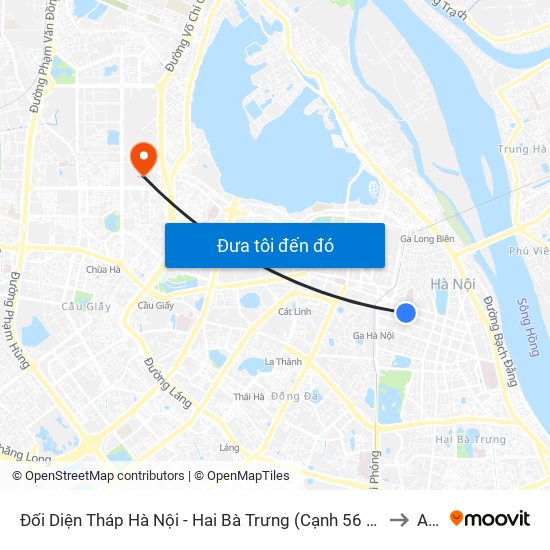 Đối Diện Tháp Hà Nội - Hai Bà Trưng (Cạnh 56 Hai Bà Trưng) to A21 map