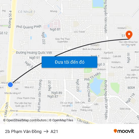 2b Phạm Văn Đồng to A21 map