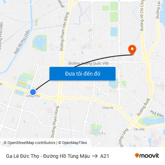 Ga Lê Đức Thọ - Đường Hồ Tùng Mậu to A21 map