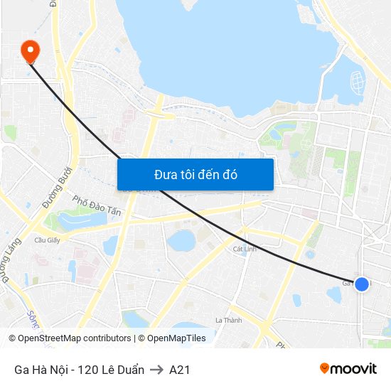 Ga Hà Nội - 120 Lê Duẩn to A21 map