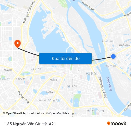 135 Nguyễn Văn Cừ to A21 map