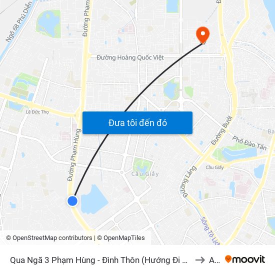 Qua Ngã 3 Phạm Hùng - Đình Thôn (Hướng Đi Phạm Văn Đồng) to A21 map