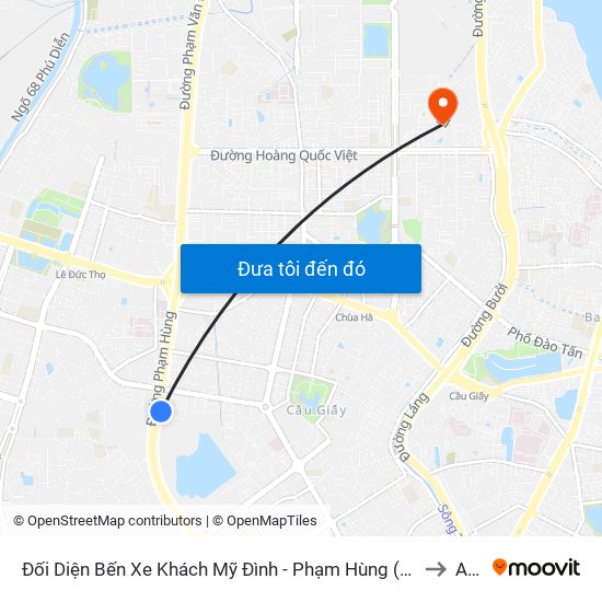 Đối Diện Bến Xe Khách Mỹ Đình - Phạm Hùng (Cột Trước) to A21 map