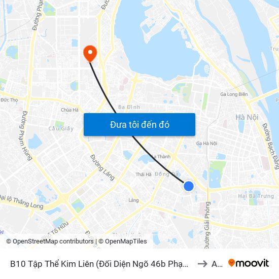 B10 Tập Thể Kim Liên (Đối Diện Ngõ 46b Phạm Ngọc Thạch) to A21 map