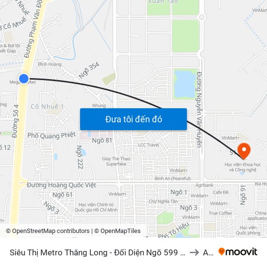 Siêu Thị Metro Thăng Long - Đối Diện Ngõ 599 Phạm Văn Đồng to A21 map