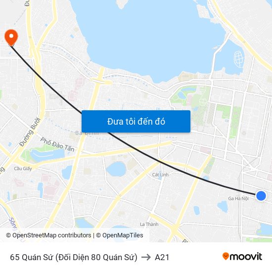 65 Quán Sứ (Đối Diện 80 Quán Sứ) to A21 map