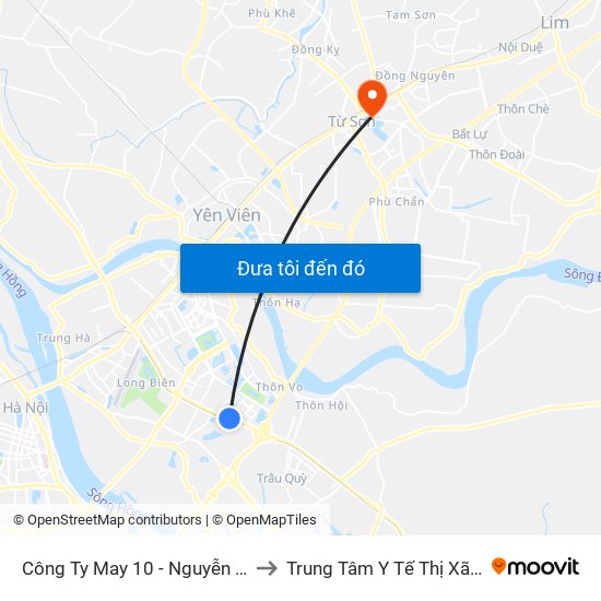 Công Ty May 10 - Nguyễn Văn Linh to Trung Tâm Y Tế Thị Xã Từ Sơn map