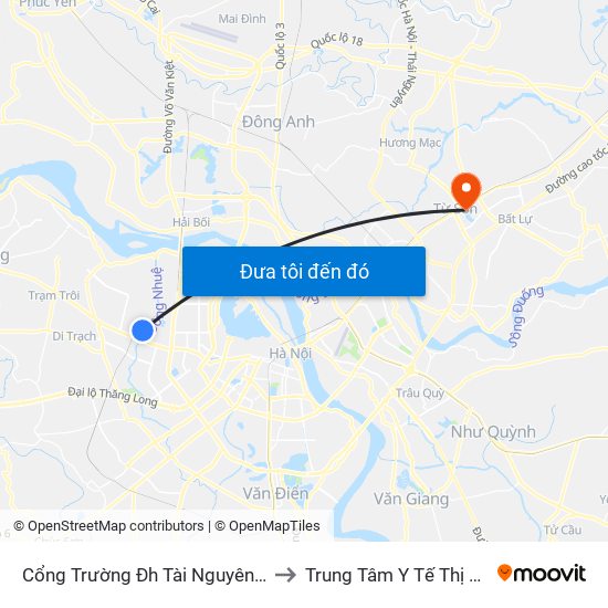 Cổng Trường Đh Tài Nguyên Môi Trường to Trung Tâm Y Tế Thị Xã Từ Sơn map