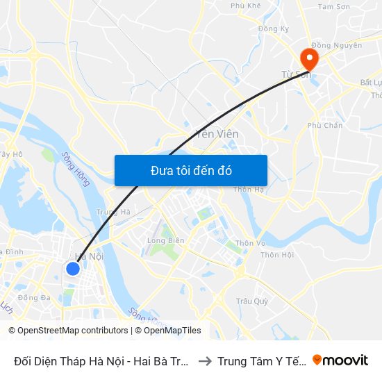 Đối Diện Tháp Hà Nội - Hai Bà Trưng (Cạnh 56 Hai Bà Trưng) to Trung Tâm Y Tế Thị Xã Từ Sơn map