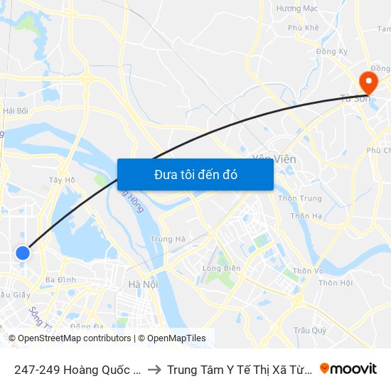 247-249 Hoàng Quốc Việt to Trung Tâm Y Tế Thị Xã Từ Sơn map