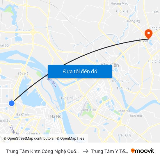 Trung Tâm Khtn Công Nghệ Quốc Gia - 18 Hoàng Quốc Việt to Trung Tâm Y Tế Thị Xã Từ Sơn map