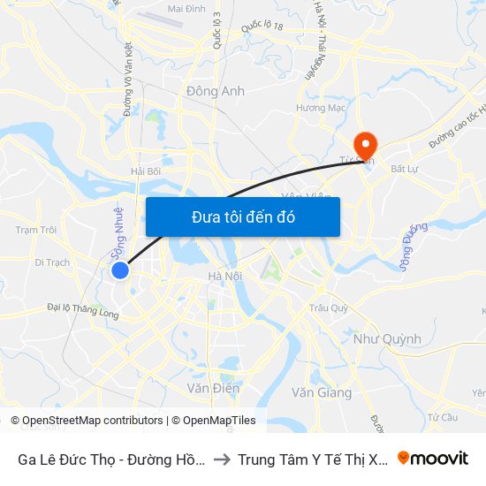 Ga Lê Đức Thọ - Đường Hồ Tùng Mậu to Trung Tâm Y Tế Thị Xã Từ Sơn map