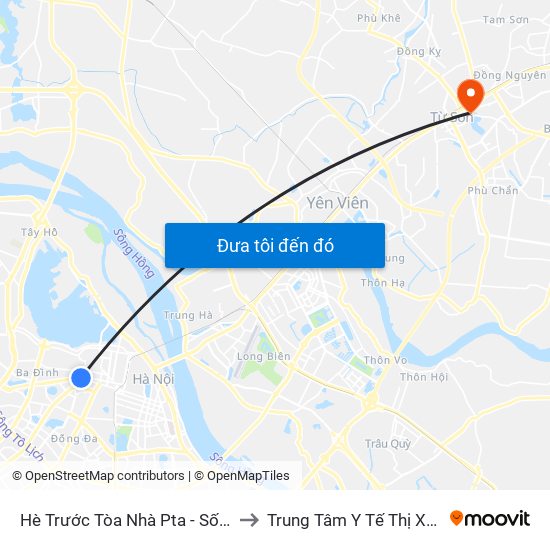 Hè Trước Tòa Nhà Pta - Số 1 Kim Mã to Trung Tâm Y Tế Thị Xã Từ Sơn map