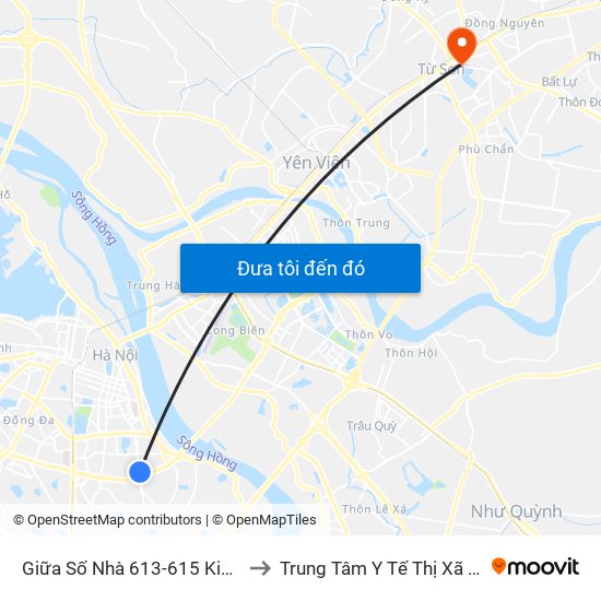 Giữa Số Nhà 613-615 Kim Ngưu to Trung Tâm Y Tế Thị Xã Từ Sơn map