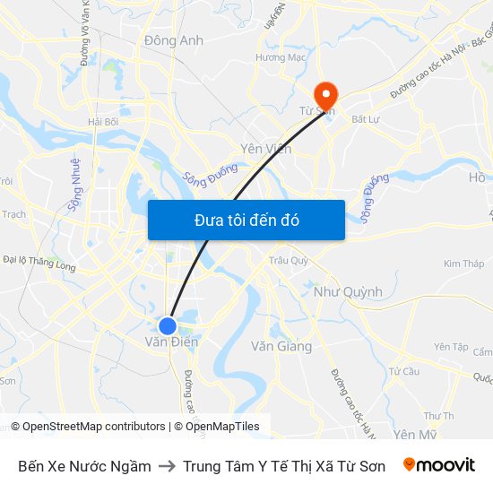 Bến Xe Nước Ngầm to Trung Tâm Y Tế Thị Xã Từ Sơn map