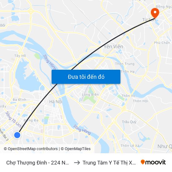 Chợ Thượng Đình - 224 Nguyễn Trãi to Trung Tâm Y Tế Thị Xã Từ Sơn map