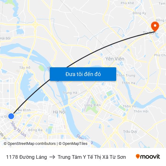 1178 Đường Láng to Trung Tâm Y Tế Thị Xã Từ Sơn map