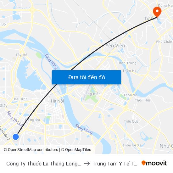 Công Ty Thuốc Lá Thăng Long - 235 Nguyễn Trãi to Trung Tâm Y Tế Thị Xã Từ Sơn map