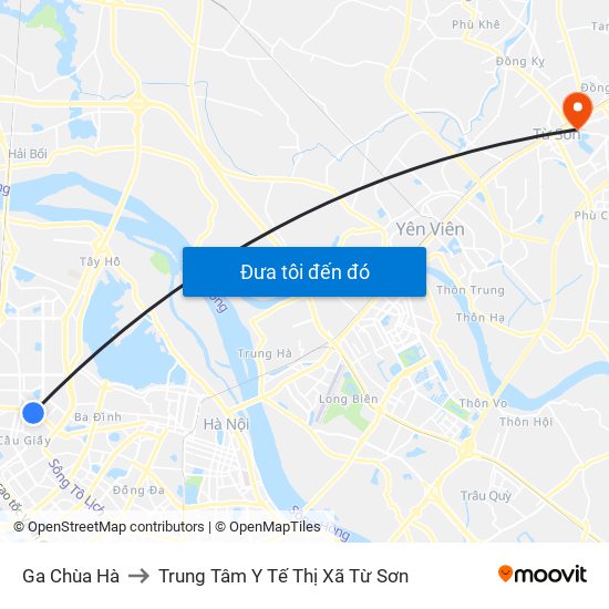 Ga Chùa Hà to Trung Tâm Y Tế Thị Xã Từ Sơn map