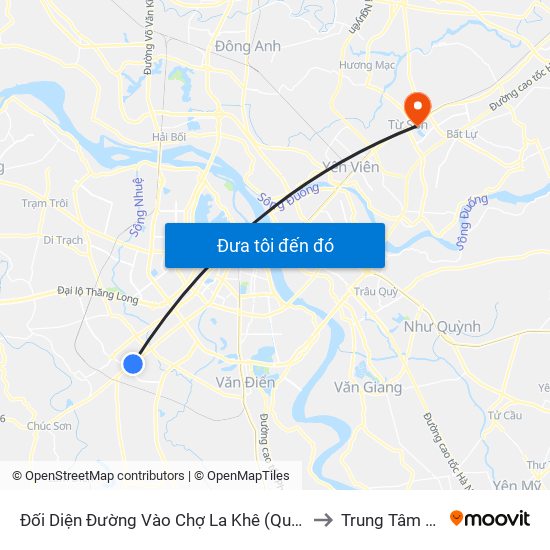 Đối Diện Đường Vào Chợ La Khê (Qua Ga Metro La Khê) - 405 Quang Trung (Hà Đông) to Trung Tâm Y Tế Thị Xã Từ Sơn map