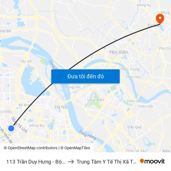 113 Trần Duy Hưng - Bộ Khcn to Trung Tâm Y Tế Thị Xã Từ Sơn map