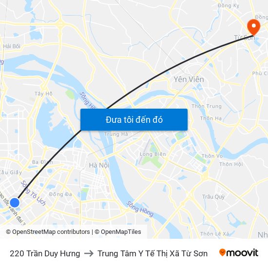 220 Trần Duy Hưng to Trung Tâm Y Tế Thị Xã Từ Sơn map