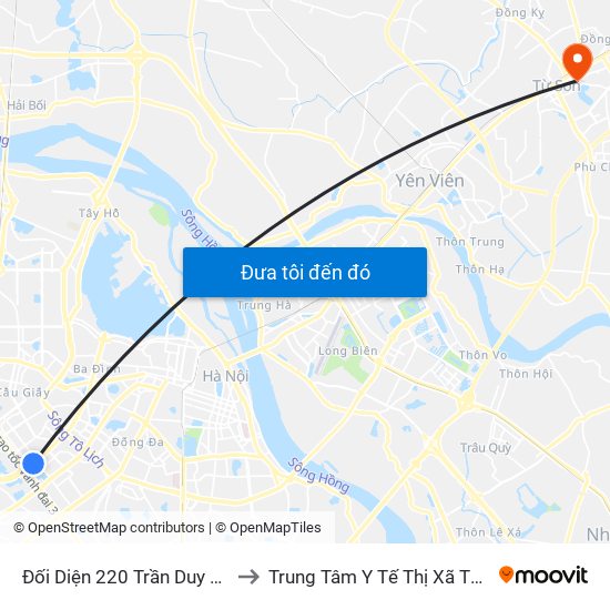 Đối Diện 220 Trần Duy Hưng to Trung Tâm Y Tế Thị Xã Từ Sơn map