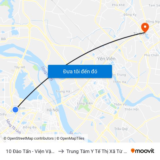 10 Đào Tấn - Viện Vật Lý to Trung Tâm Y Tế Thị Xã Từ Sơn map