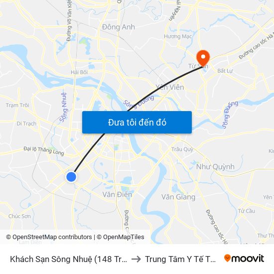 Khách Sạn Sông Nhuệ (148 Trần Phú- Hà Đông) to Trung Tâm Y Tế Thị Xã Từ Sơn map