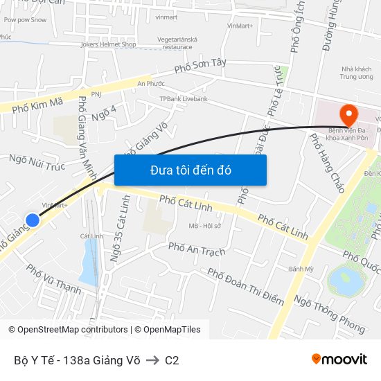 Bộ Y Tế - 138a Giảng Võ to C2 map