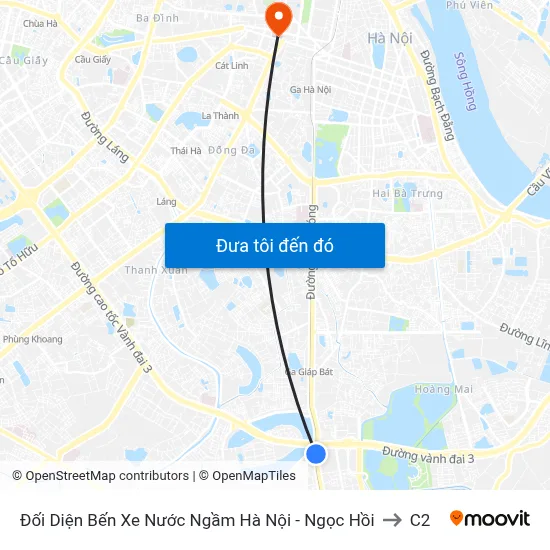 Đối Diện Bến Xe Nước Ngầm Hà Nội - Ngọc Hồi-Cột 2 to C2 map