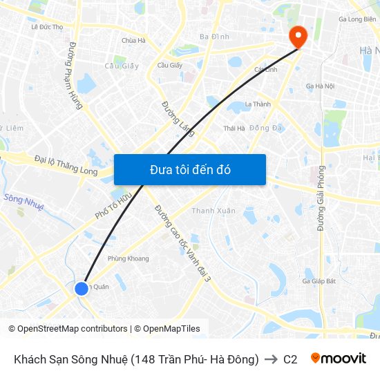 Khách Sạn Sông Nhuệ (148 Trần Phú- Hà Đông) to C2 map