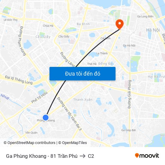 Ga Phùng Khoang - 81 Trần Phú to C2 map