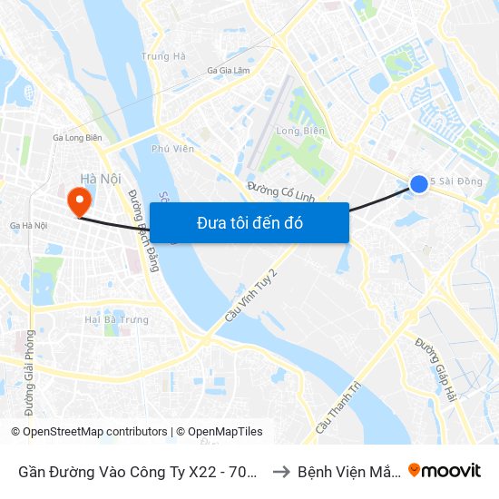 Gần Đường Vào Công Ty X22 - 705 Nguyễn Văn Linh to Bệnh Viện Mắt Hà Nội map