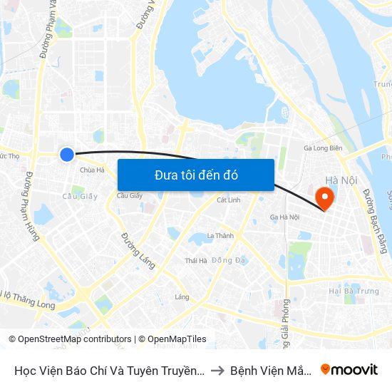 Học Viện Báo Chí Và Tuyên Truyền - 36 Xuân Thủy to Bệnh Viện Mắt Hà Nội map