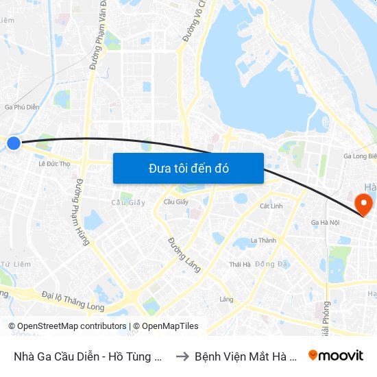 Nhà Ga Cầu Diễn - Hồ Tùng Mậu to Bệnh Viện Mắt Hà Nội map