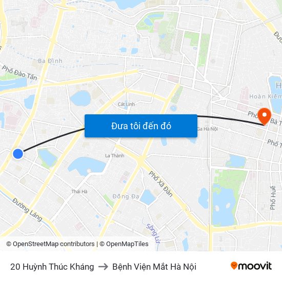 20 Huỳnh Thúc Kháng to Bệnh Viện Mắt Hà Nội map