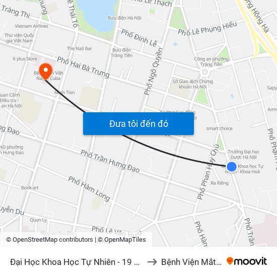 Đại Học Khoa Học Tự Nhiên - 19 Lê Thánh Tông to Bệnh Viện Mắt Hà Nội map