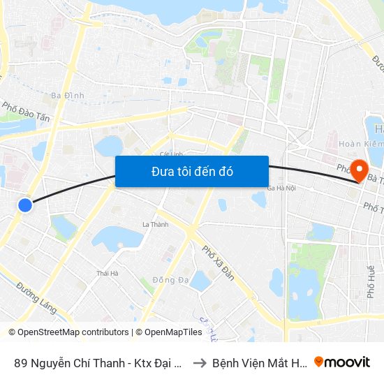 89 Nguyễn Chí Thanh - Ktx Đại Học Luật to Bệnh Viện Mắt Hà Nội map