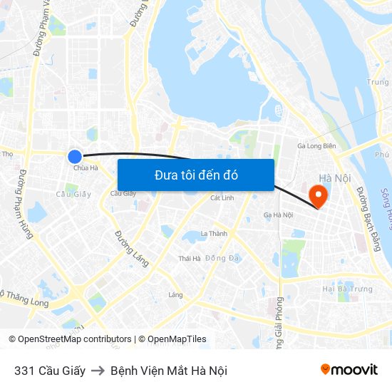 331 Cầu Giấy to Bệnh Viện Mắt Hà Nội map