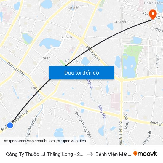 Công Ty Thuốc Lá Thăng Long - 235 Nguyễn Trãi to Bệnh Viện Mắt Hà Nội map