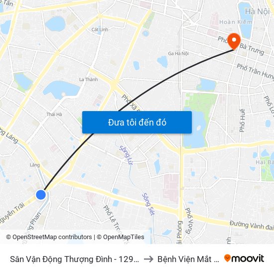 Sân Vận Động Thượng Đình - 129 Nguyễn Trãi to Bệnh Viện Mắt Hà Nội map