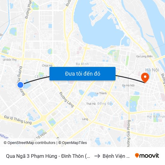 Qua Ngã 3 Phạm Hùng - Đình Thôn (Hướng Đi Phạm Văn Đồng) to Bệnh Viện Mắt Hà Nội map