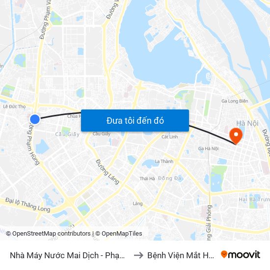 Nhà Máy Nước Mai Dịch - Phạm Hùng to Bệnh Viện Mắt Hà Nội map