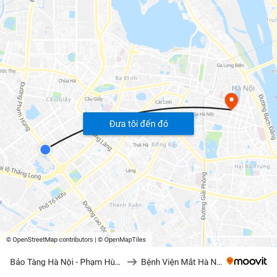 Bảo Tàng Hà Nội - Phạm Hùng to Bệnh Viện Mắt Hà Nội map