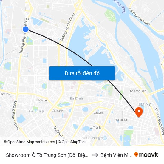 Showroom Ô Tô Trung Sơn (Đối Diện 315 Phạm Văn Đồng) to Bệnh Viện Mắt Hà Nội map