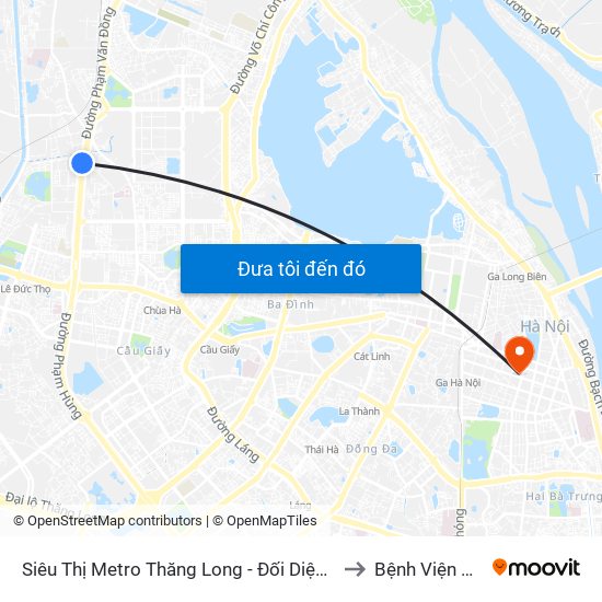 Siêu Thị Metro Thăng Long - Đối Diện Ngõ 599 Phạm Văn Đồng to Bệnh Viện Mắt Hà Nội map