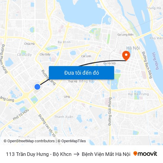 113 Trần Duy Hưng - Bộ Khcn to Bệnh Viện Mắt Hà Nội map